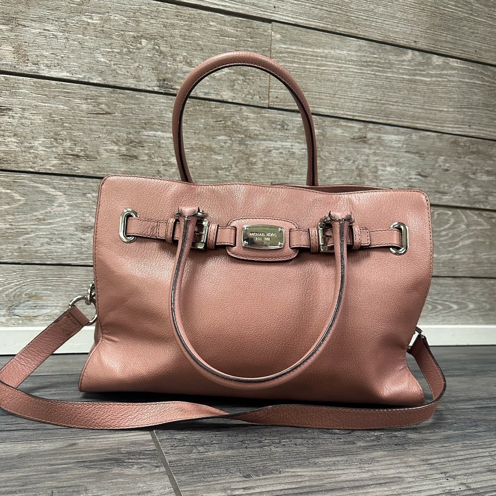 Leather, dusty rose Michael Kors purse! Gently loved & very roomy